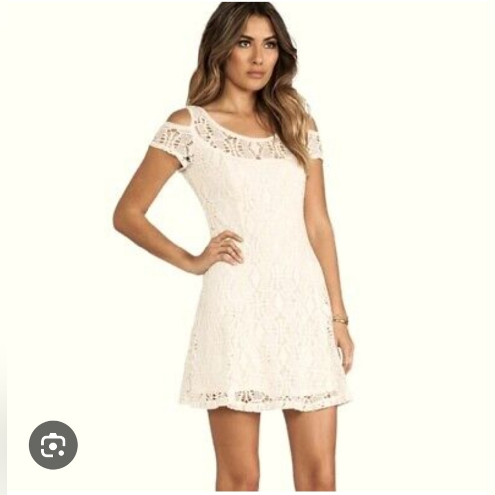 Free People Kiss off the sun Lace Crochet Dress Beige XS